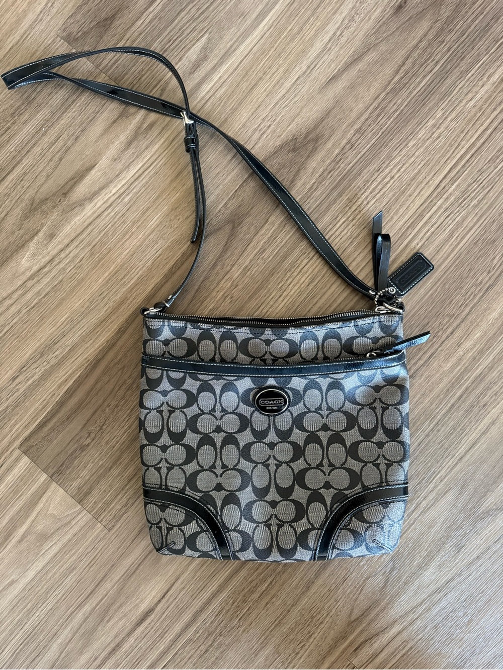 Coach Black and Gray Signature Crossbody